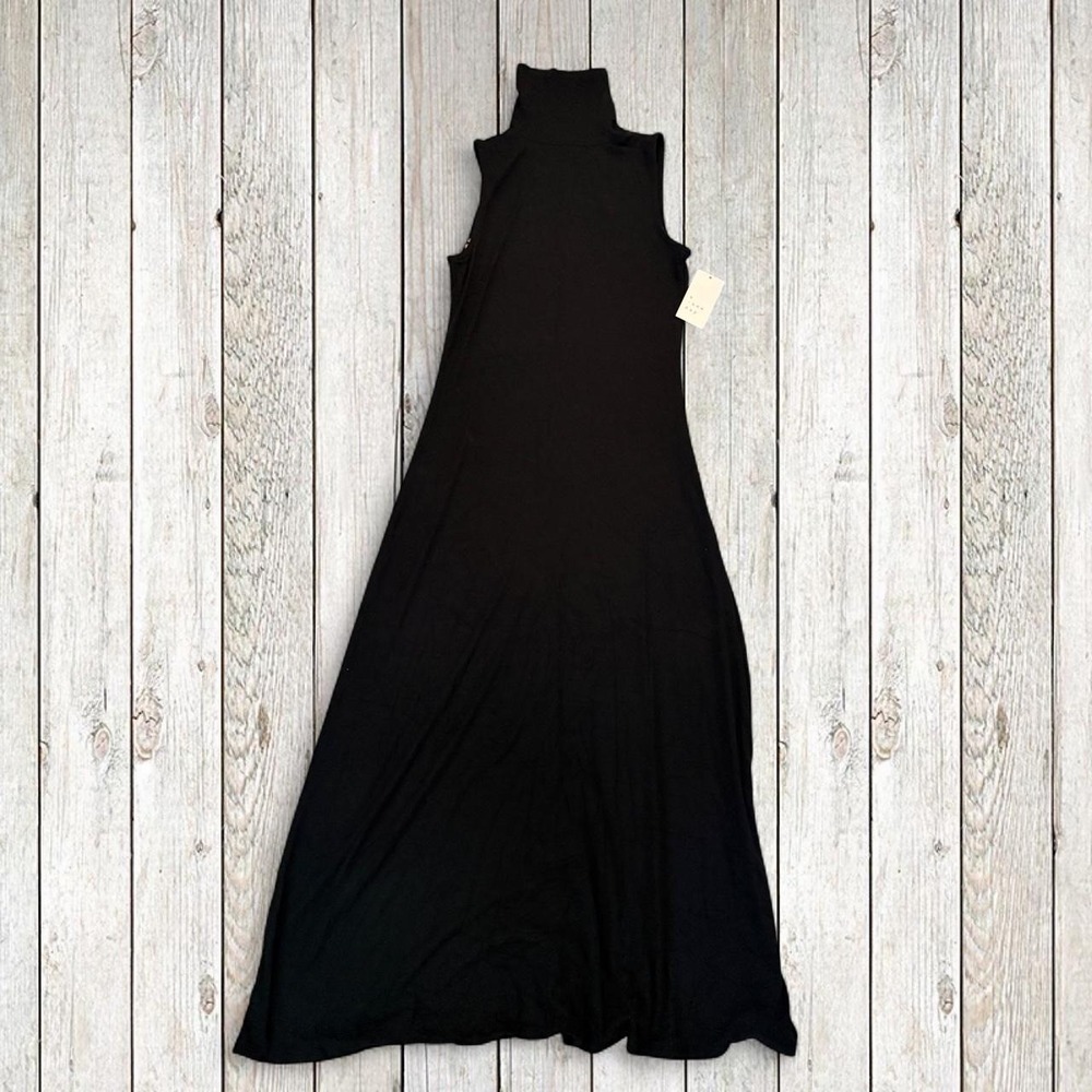 A New Day Women's Small Black Sleeveless Maxi Dress Mock Neck NWT